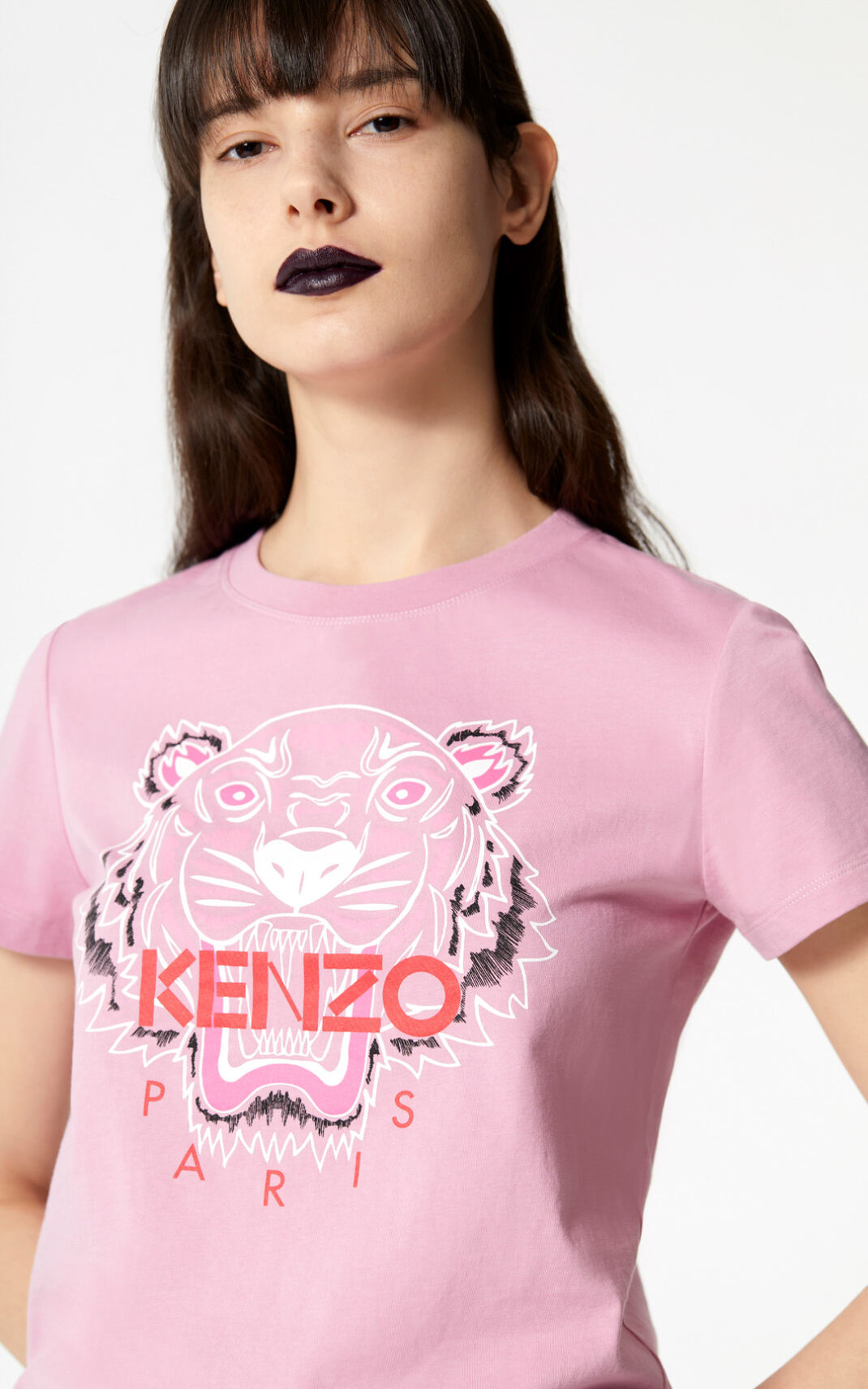 Kenzo Bleached Tiger T Shirt Rose For Womens 8639AGDJW
